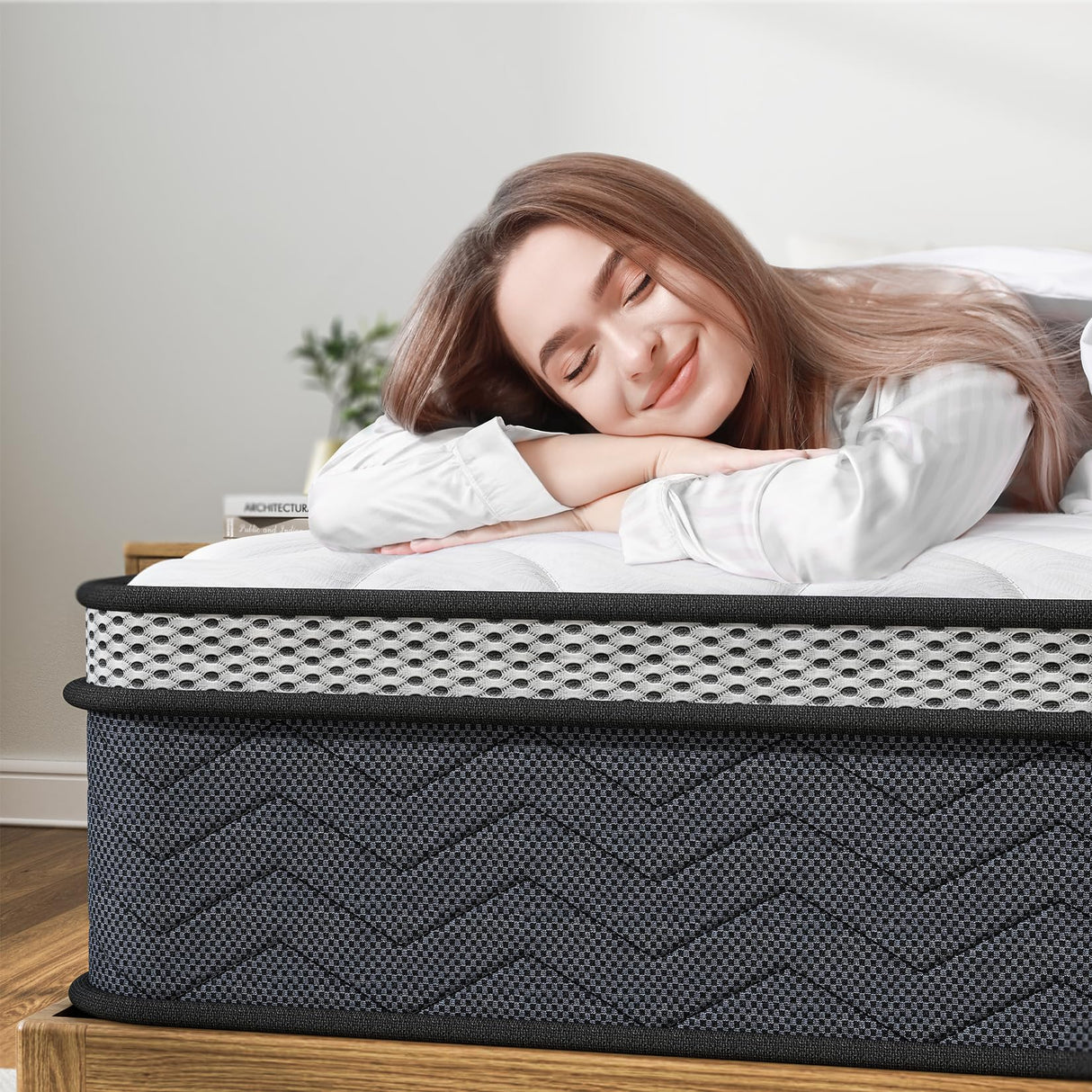 Queen Hybrid Innerspring Mattresses, 12 Inch Plush Mattress Foam Spring Mattress