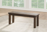 Wooden Dining Side Bench with Thick Block Legs, Brown