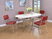 Retro 1950s Diner Dining Set - 5-Piece Oval Table with Red Chairs