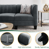 Upgraded Convertible Sectional Sofa Couch, 3 Seat L Shaped Sofa with High Armrest Linen Mid Century Fabric Small Couch for Living Room,