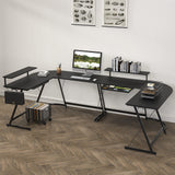 Vista L-Shape Desk with Monitor Stand, Black