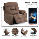 JIKFRIMA 4 OKIN Motor Power Lay Flat Lift Recliner Chair for Elderly Adults Big and Tall Recliners with Heat Massage, Adjustable Head-Back-Lumbar-Leg-Support, Extended Footrest, 2 Cup Holders