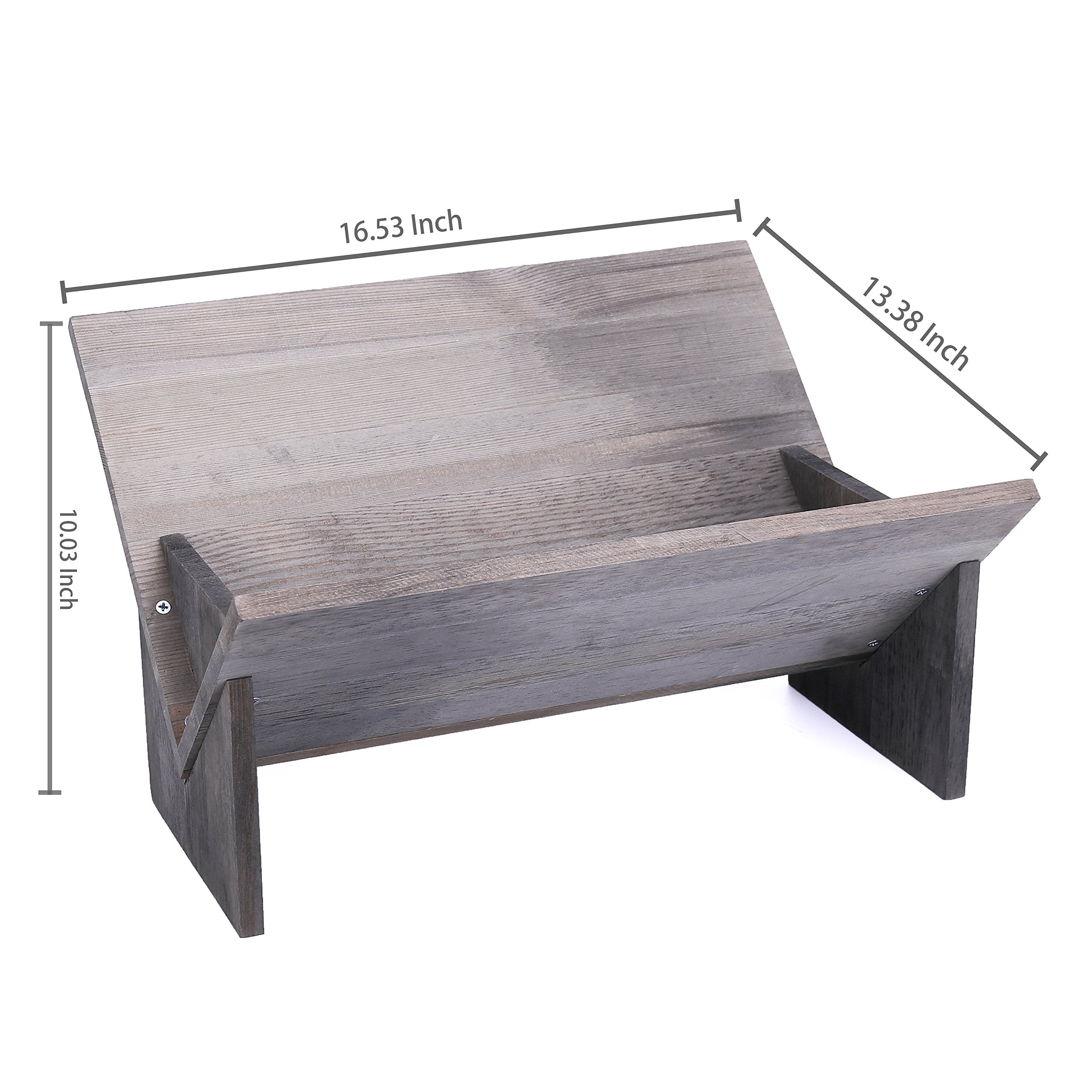 MyGift Vintage Gray Solid Wood Desk Top Tilted Small Bookshelf, Decorative Wooden Tabletop Book Stand