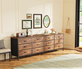 70 Inch Dresser for Bedroom, TV Stand for 65, 75, 80 Inch TV, 12 Fabric Drawer Long