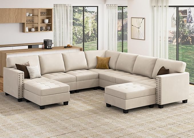 4-in-1 Convertible Sleeper Sectional Sofa with Adjustable Backrest – 7/8/9 Seaters