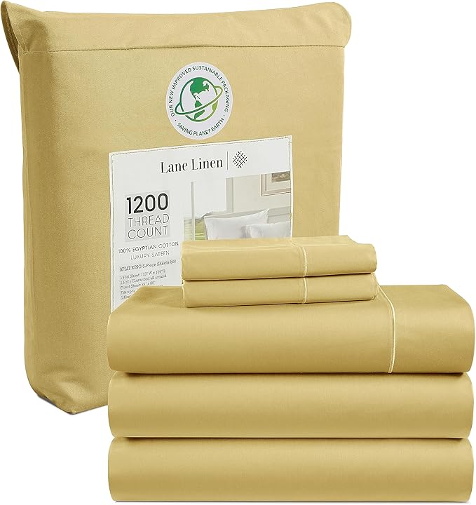 100% Egyptian Cotton King Size Sheets Set - 1200 TC, 4 Pieces - Luxury Sateen Weave Cotton Sheets King Size Set -