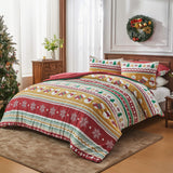 Christmas Queen Comforter Set - 4 Pieces Christmas Fluffy Bedding Sets, Farmhouse