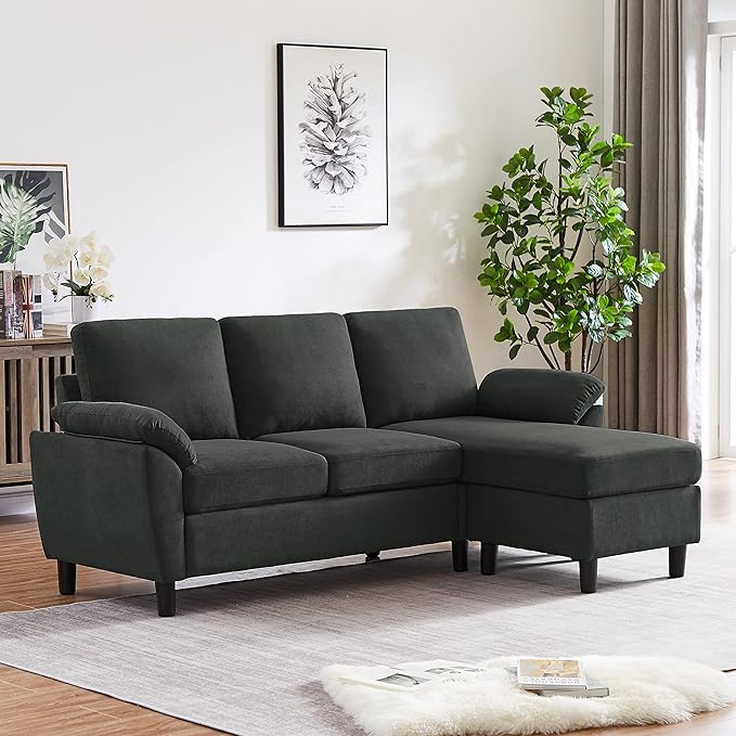 79" Convertible Sectional Sofa, Small L Shaped 3 Seat Couch with Reversible Chaise