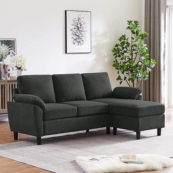 79" Convertible Sectional Sofa, Small L Shaped 3 Seat Couch