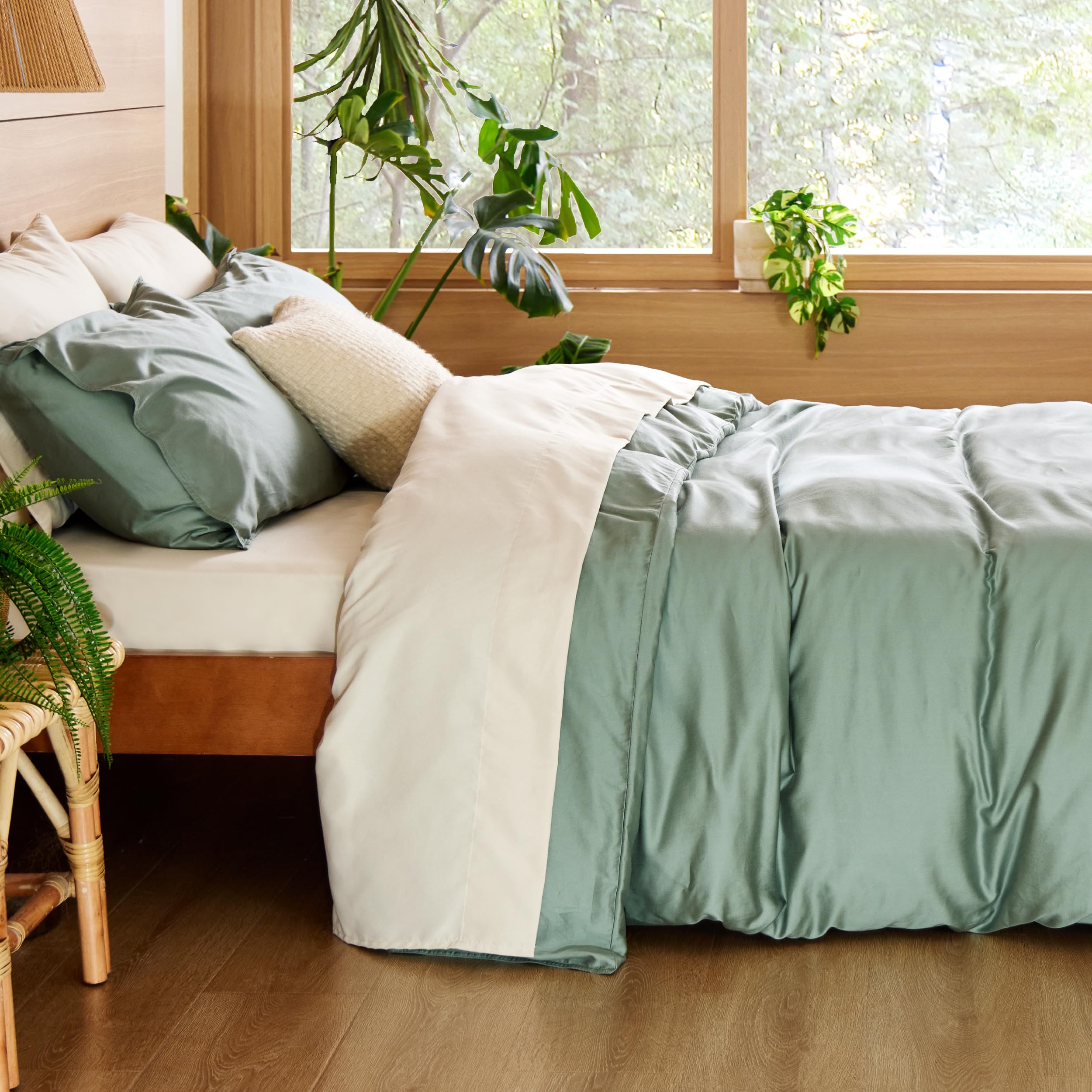 Cotton Duvet Cover Queen Size - Moisture Wicking and Silky Eucalyptus Lyocel