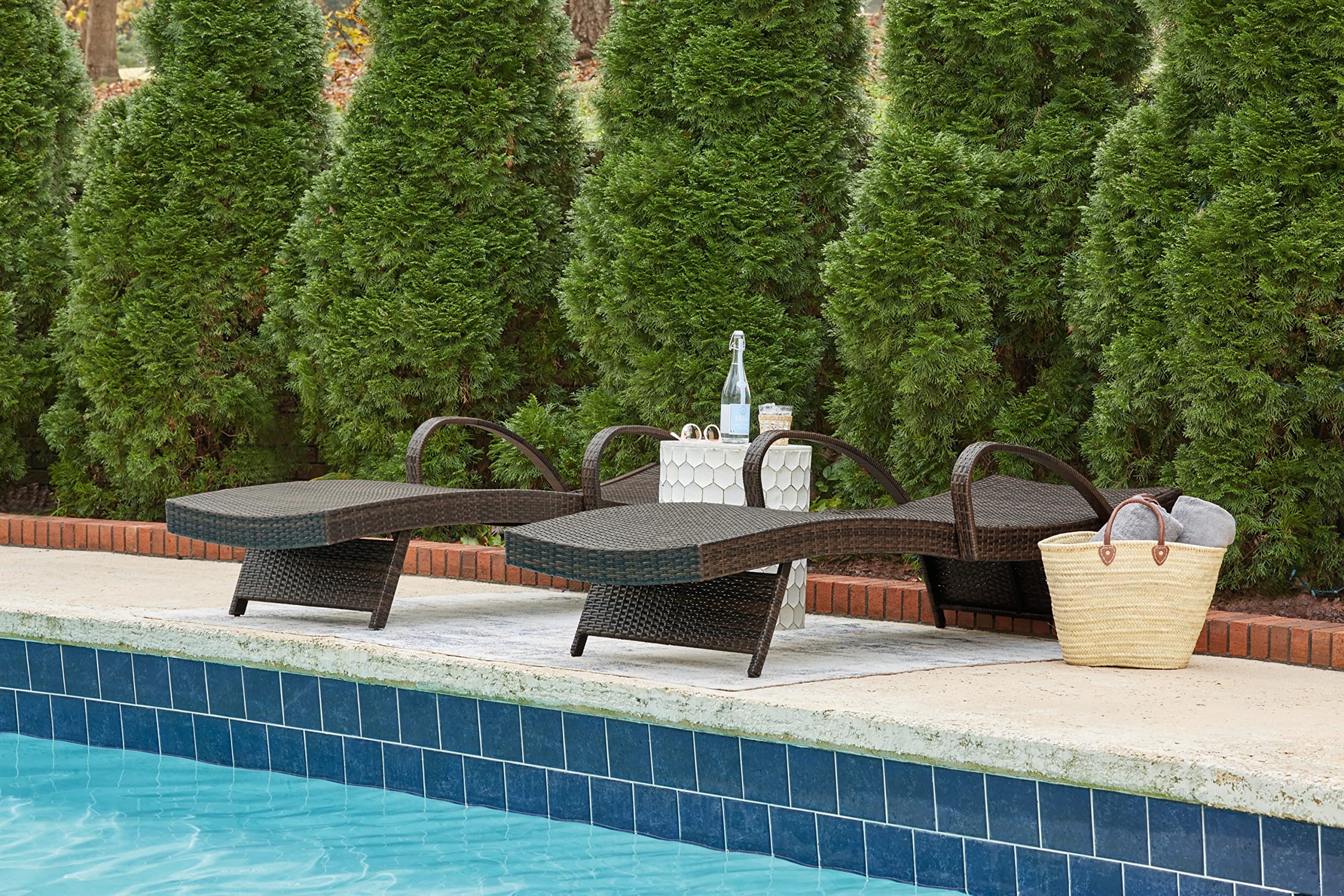 Outdoor Kantana 2 Piece Patio Wicker Chaise Lounge Set, Brown
