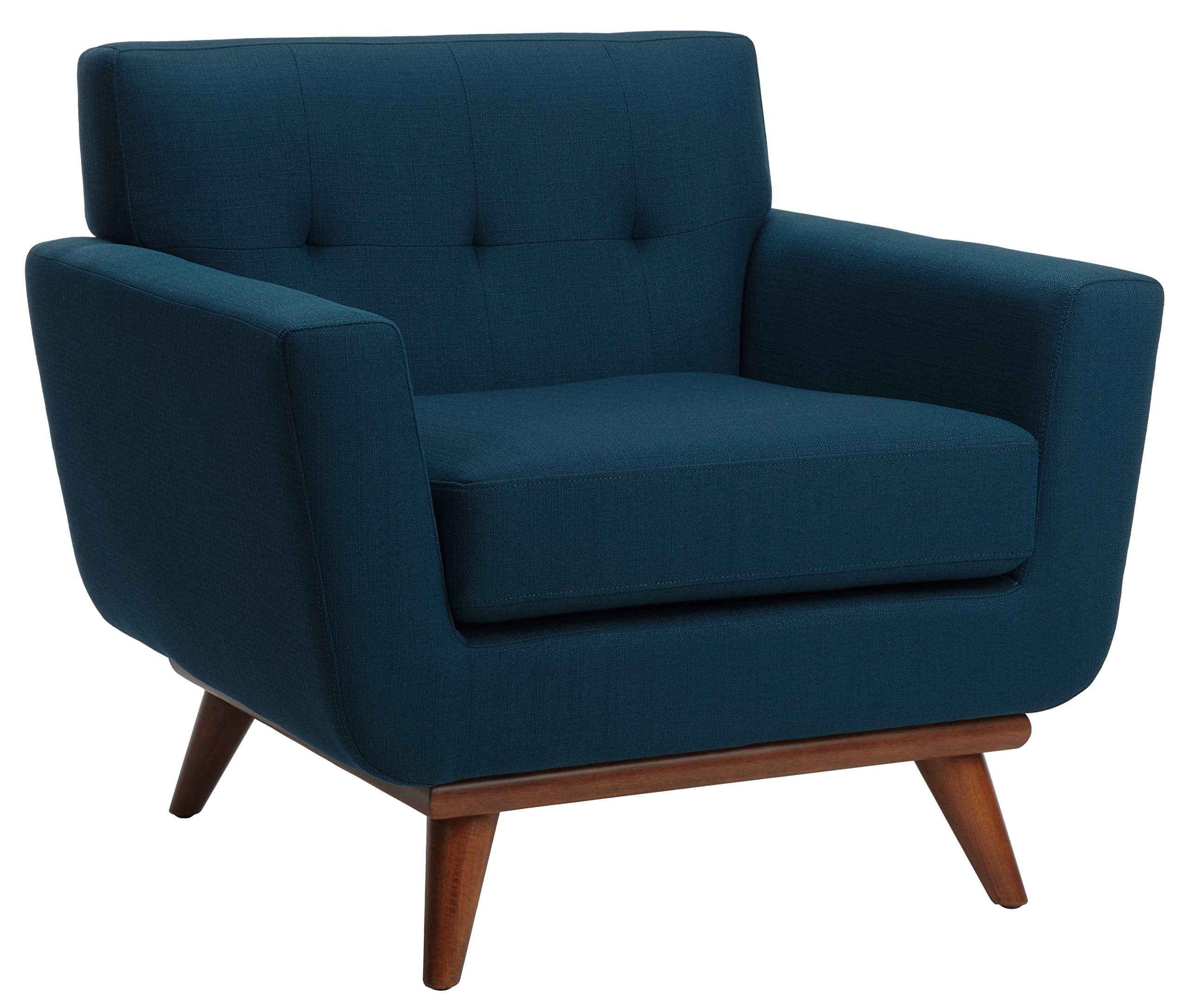 Couture Home Opal Mid-Century Dark Teal Linen Tufted Arm Chair
