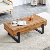 Rectangle Rustic Coffee Table, Modern Farmhouse Wood Simple Coffee Table