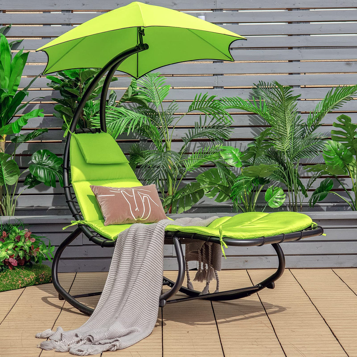 Hammock Chair Swing Lounger, Outdoor Hanging Chair with Shade Canopy,