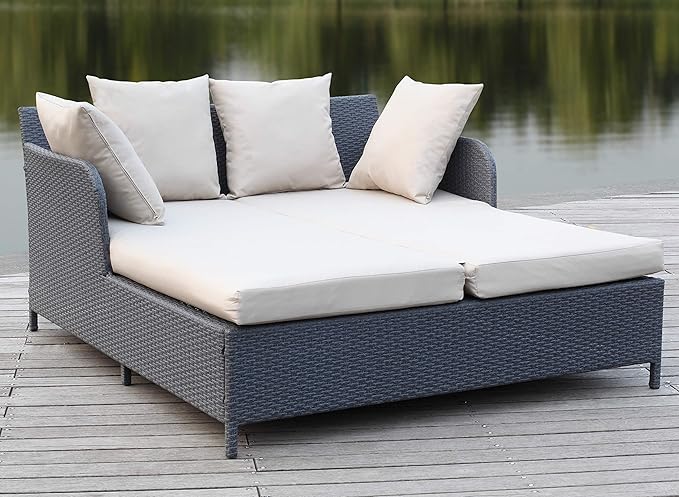 Outdoor Collection August Titanium & Sand Daybed
