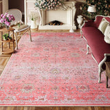 Pink Boho Area Rug, 8x10 Pink Rugs for Bedroom Girls Large Living Room Area Rugs