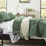 Quilt King Size Bedding Set-Olive Green Embossed, Bedspreads-Lightweight Summer Soft