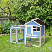 48" Wooden Rabbit Hutch Bunny Cage with Waterproof Asphalt Roof, Fun Outdoor Run