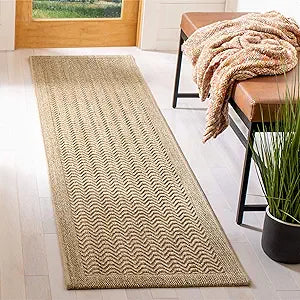 Palm Beach Collection Area Rug - 8' x 11', Silver, Sisal & Jute Design, Ideal for High Traffic