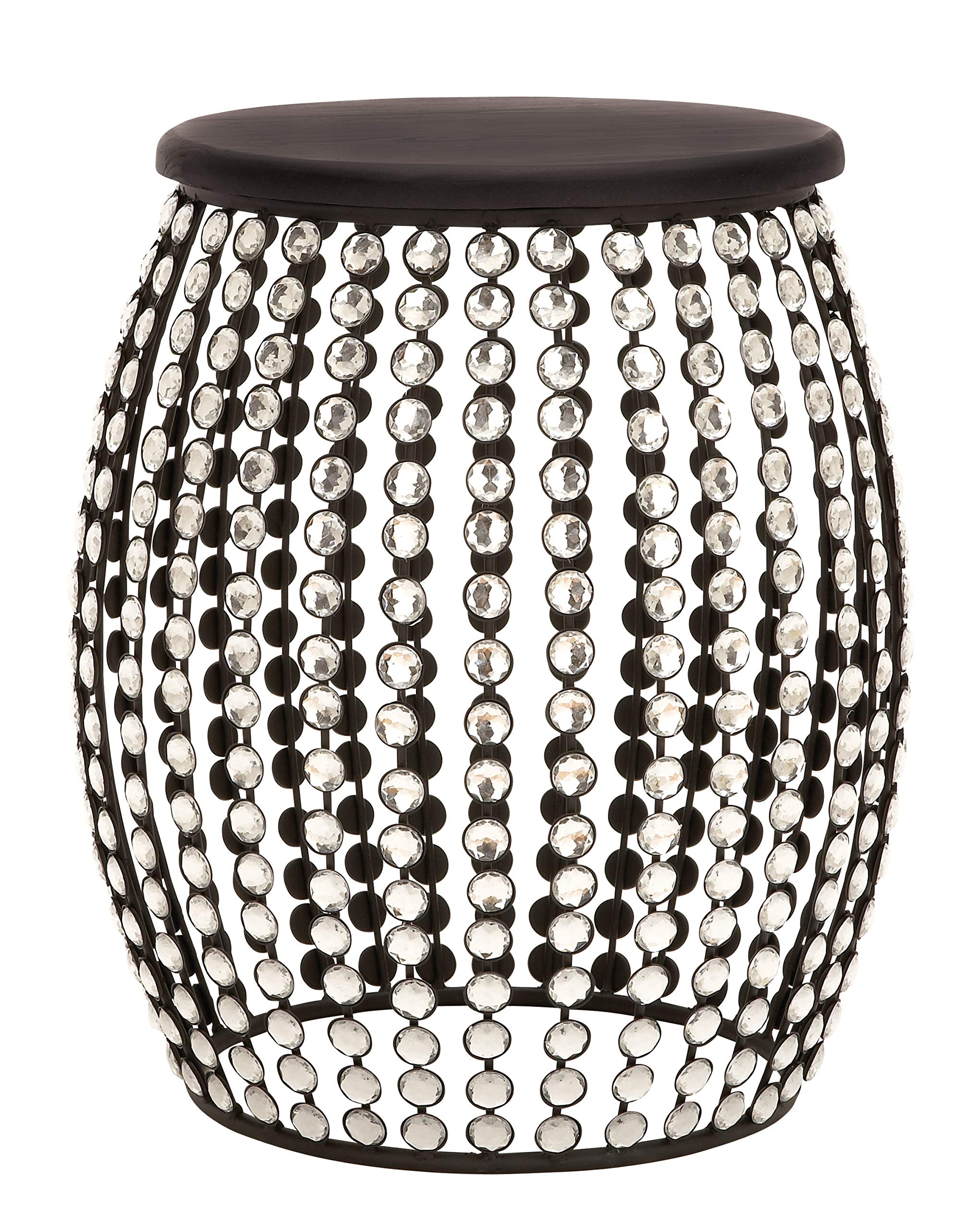 Metal Side End Accent Table End Table with Crystal Embellishments