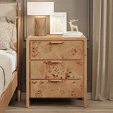 Fully Assembled Farmhouse 3-Drawer Nightstand, Set of 2，Distressed Wood Retro