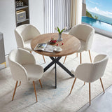 5 Pieces Dining Table Set for 4, Home Kitchen Round Dining Table with Thick Tabletop