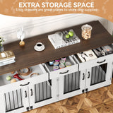 71" Double Dog Crate Furniture with Storage Drawers
