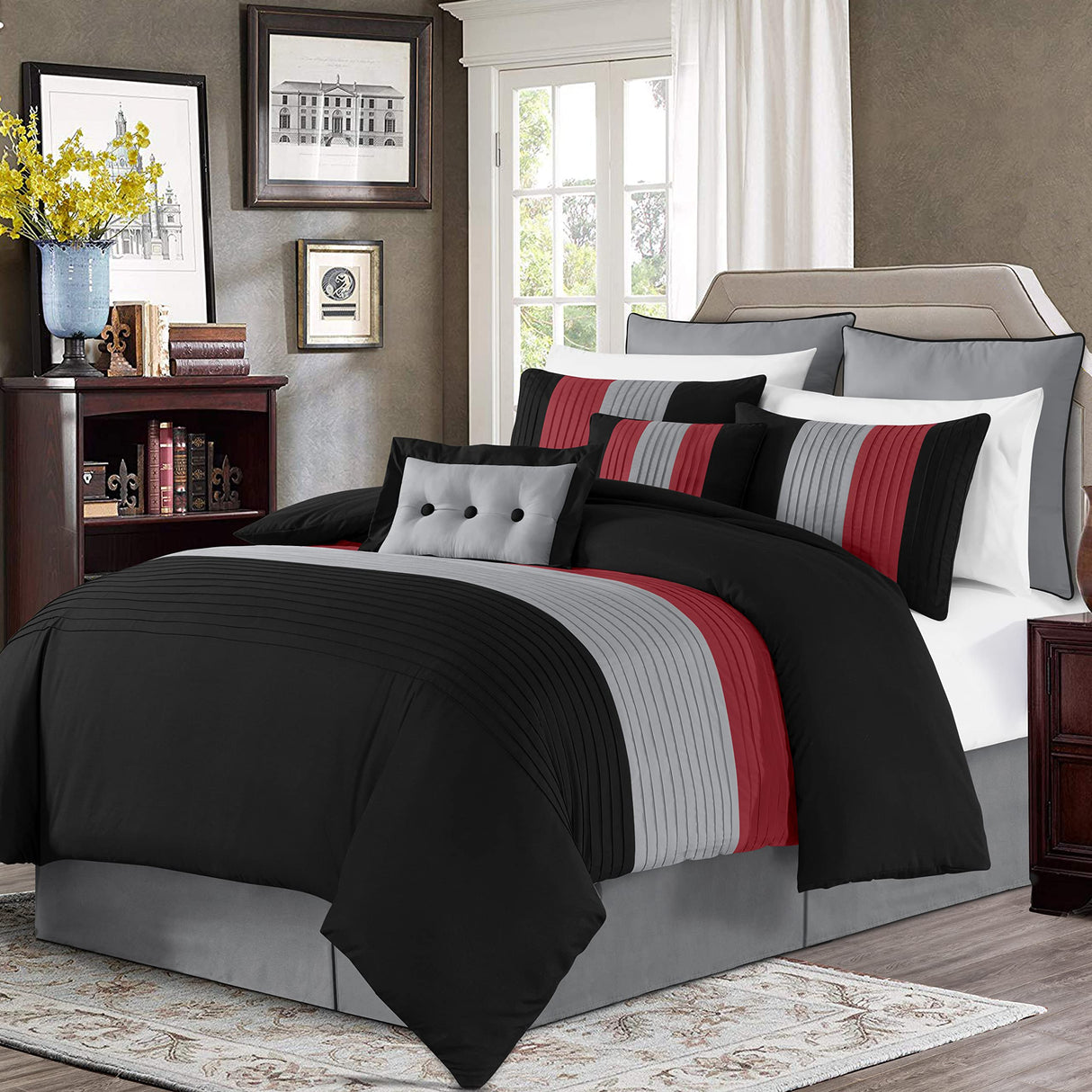 Loft 8-Piece Luxury Striped Comforter Set (Queen