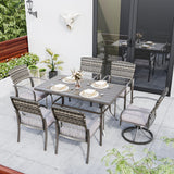 7 Piece Patio Dining Set for 6,Wicker Outdoor Furniture Set for Backyard Garden Deck Poolside