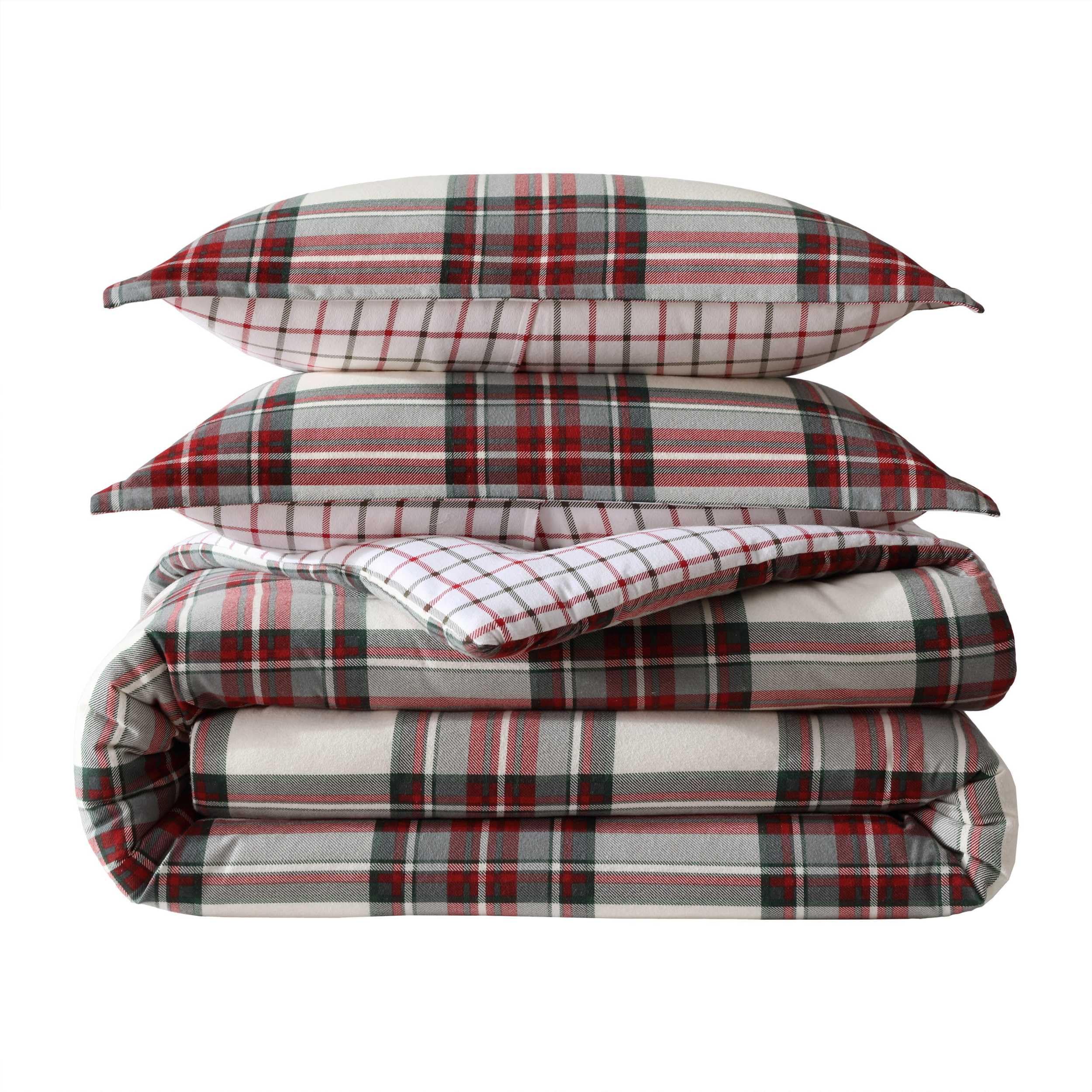 Queen Comforter Set - Soft Cotton Flannel 3-Piece Bedding with Pillowcases