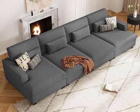 75" Oversized Loveseat Sofa, Comfy Corduroy Sectional Cloud Couch with Adjustable