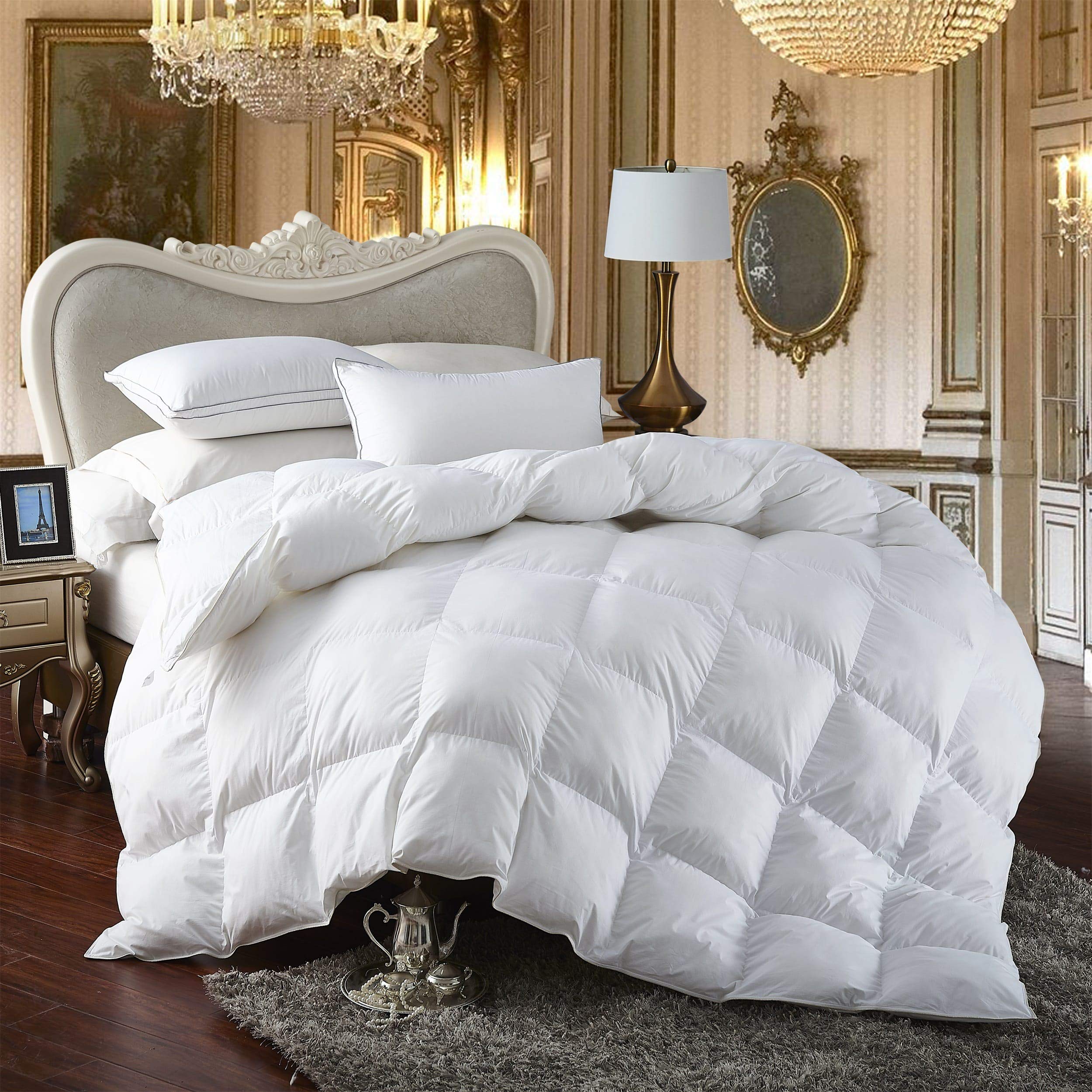 All-Season Queen Size Luxury Siberian Goose Down Comforter Duvet Insert 1200 Thread
