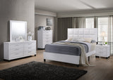 5Pc Queen Wood White Storage Bedroom Set (Bed + Night Stand + Mirror + Dresser