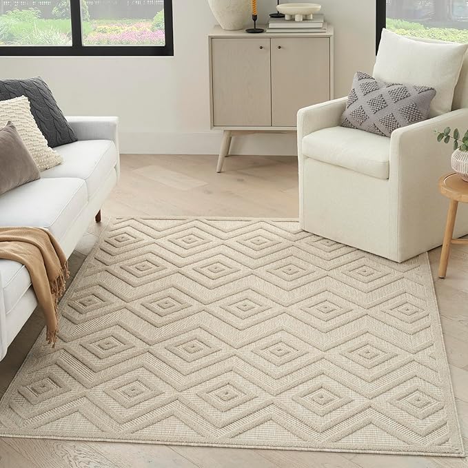 Versatile Indoor/Outdoor Denim Blue 7' x 10' Area Rug, Easy Cleaning