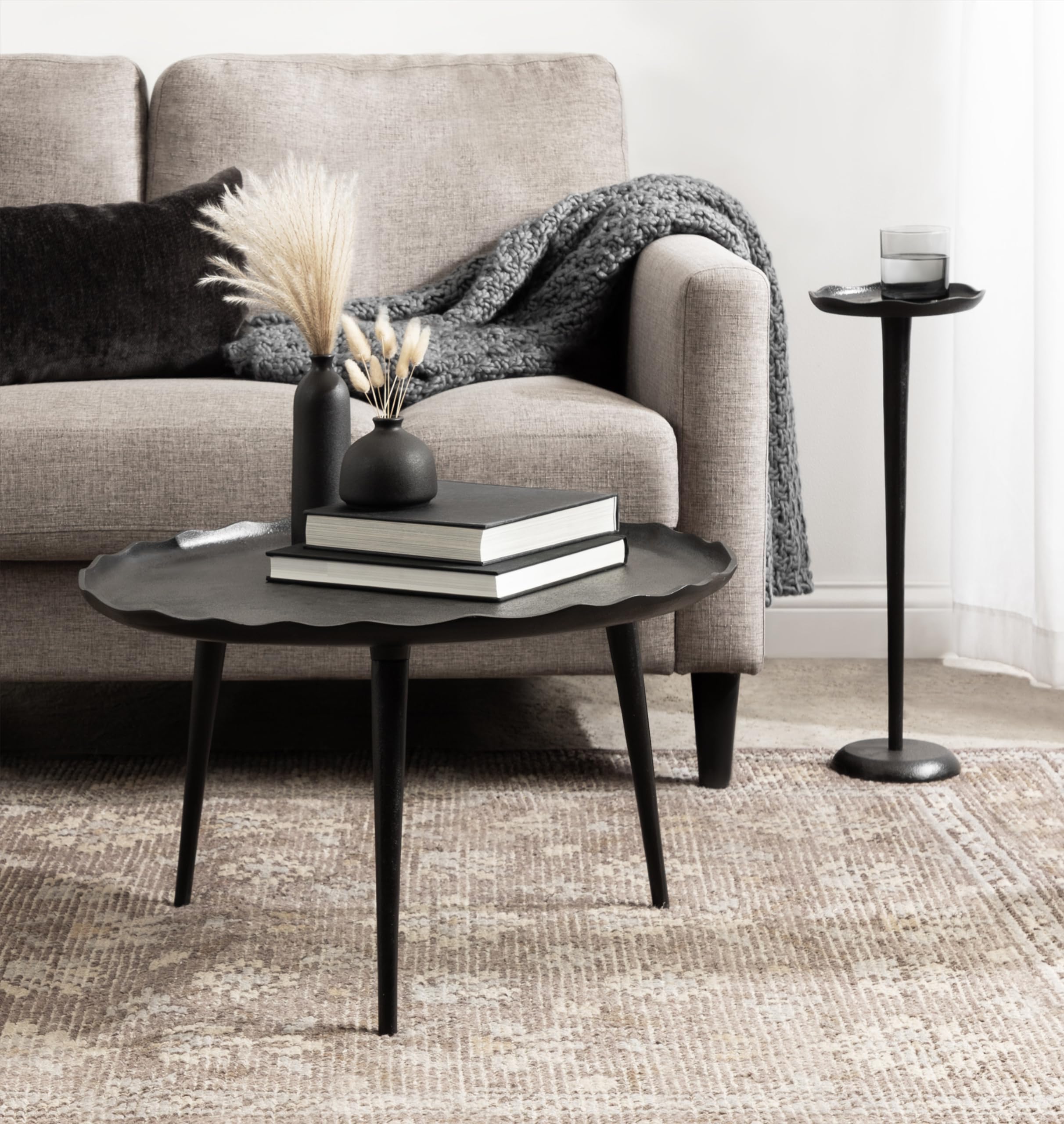 Alessia Modern Decorative Metal Drink Table, 8 x 8 x 22, Black