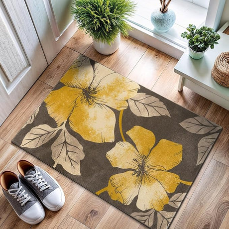 Solana Modern Floral 7'10" x 10'3" Area Rugs Non-Skid (Non-Slip) Rubber Backing Blue