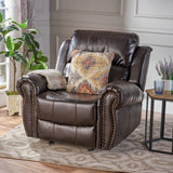 GDFStudio Christopher Knight Home Gavin Faux Leather Gliding Recliner, Dark Brown