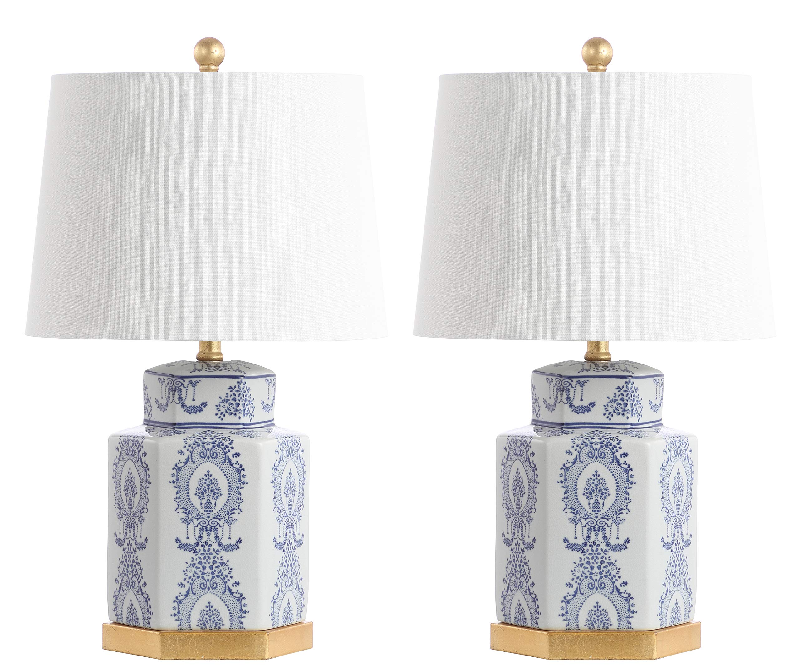 Bodin Blue & White Table Lamp Set of 2 - 23 Inch Ceramic Nightstand Lamps with LED Bulbs