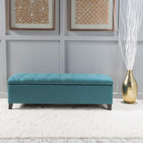 Mission Fabric Storage Ottoman, Dark Teal Dimensions: 19.25”D x 50.75”W x 16.25”H