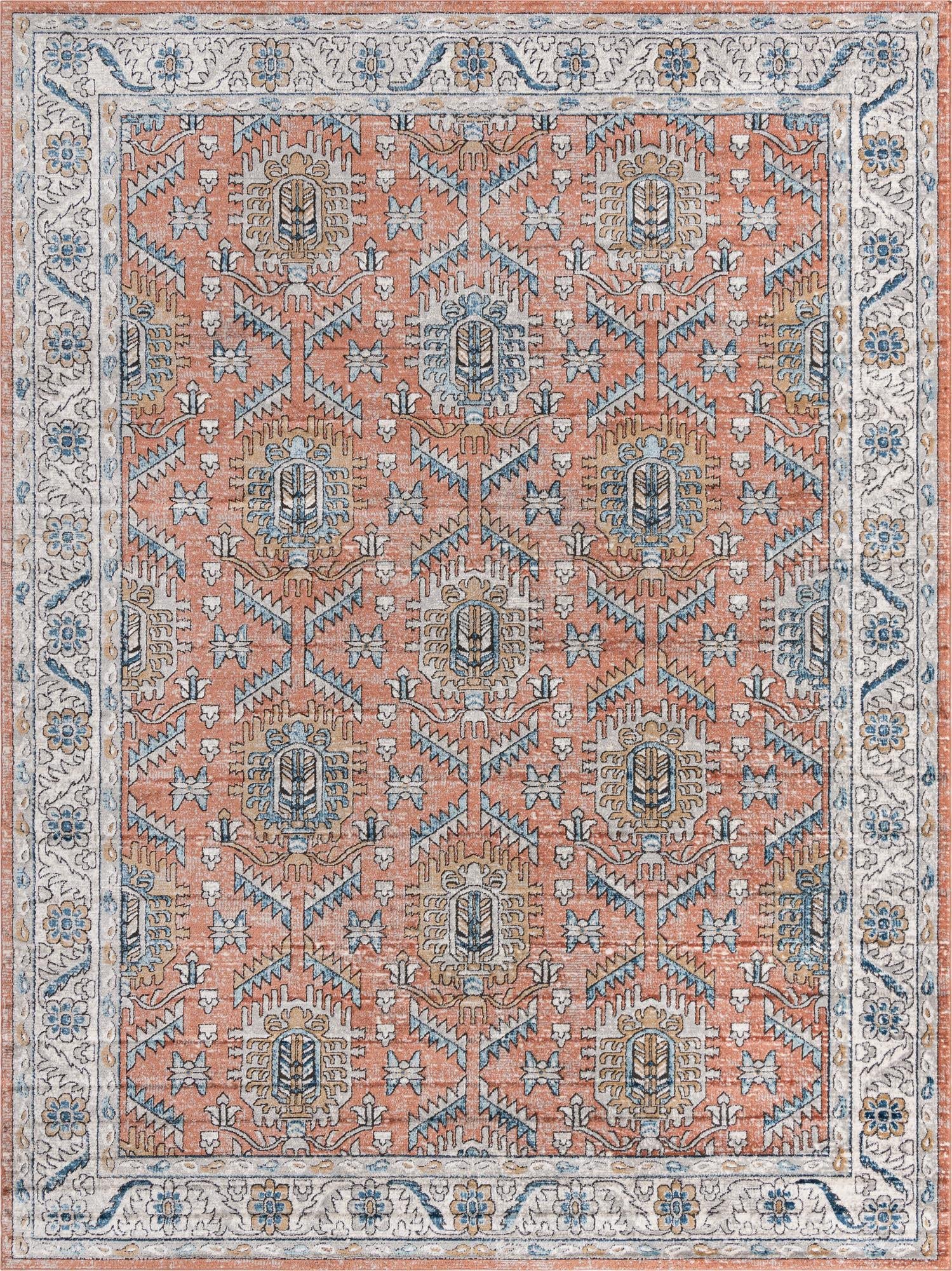 Rugs.com Nyla Collection Rug – 10' x 14' Salmon Pink Medium Rug Perfect for Living Rooms, Large Dining Rooms, Open Floorplans