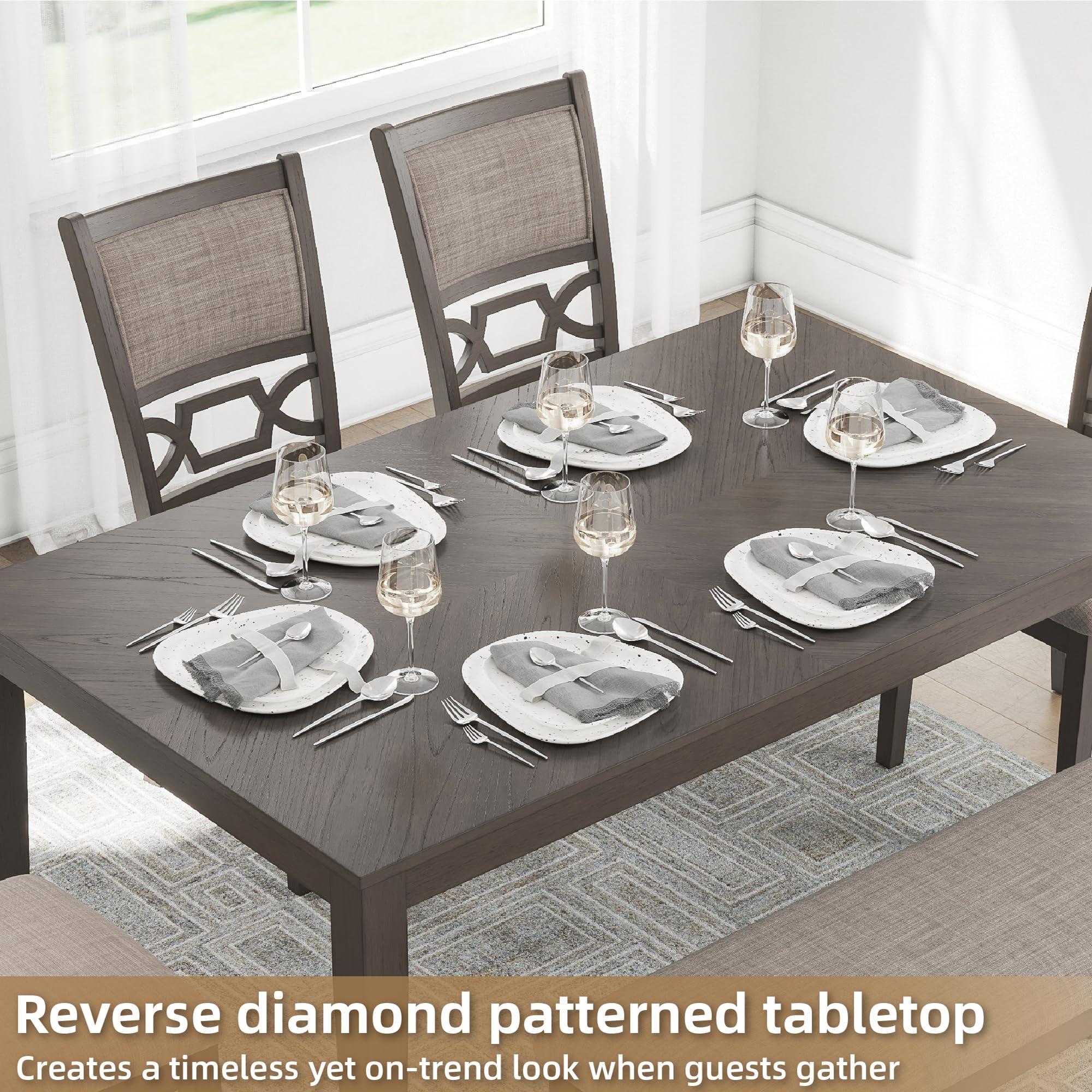 Wrenning 6-Piece Dining Set with Diamond Pattern