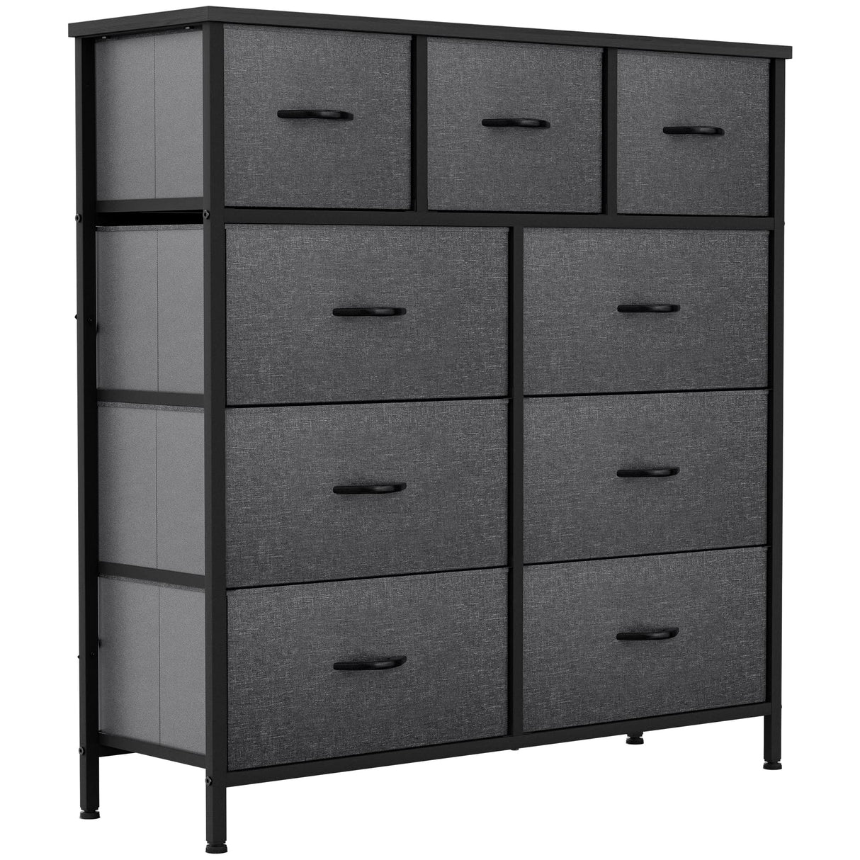 Fabric Dresser with 7 Drawers - Storage Tower (Black/ Grey) & 9 Drawers-Fabric Storage Tower