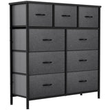 Fabric Dresser with 7 Drawers - Storage Tower (Black/ Grey) & 9 Drawers-Fabric Storage Tower