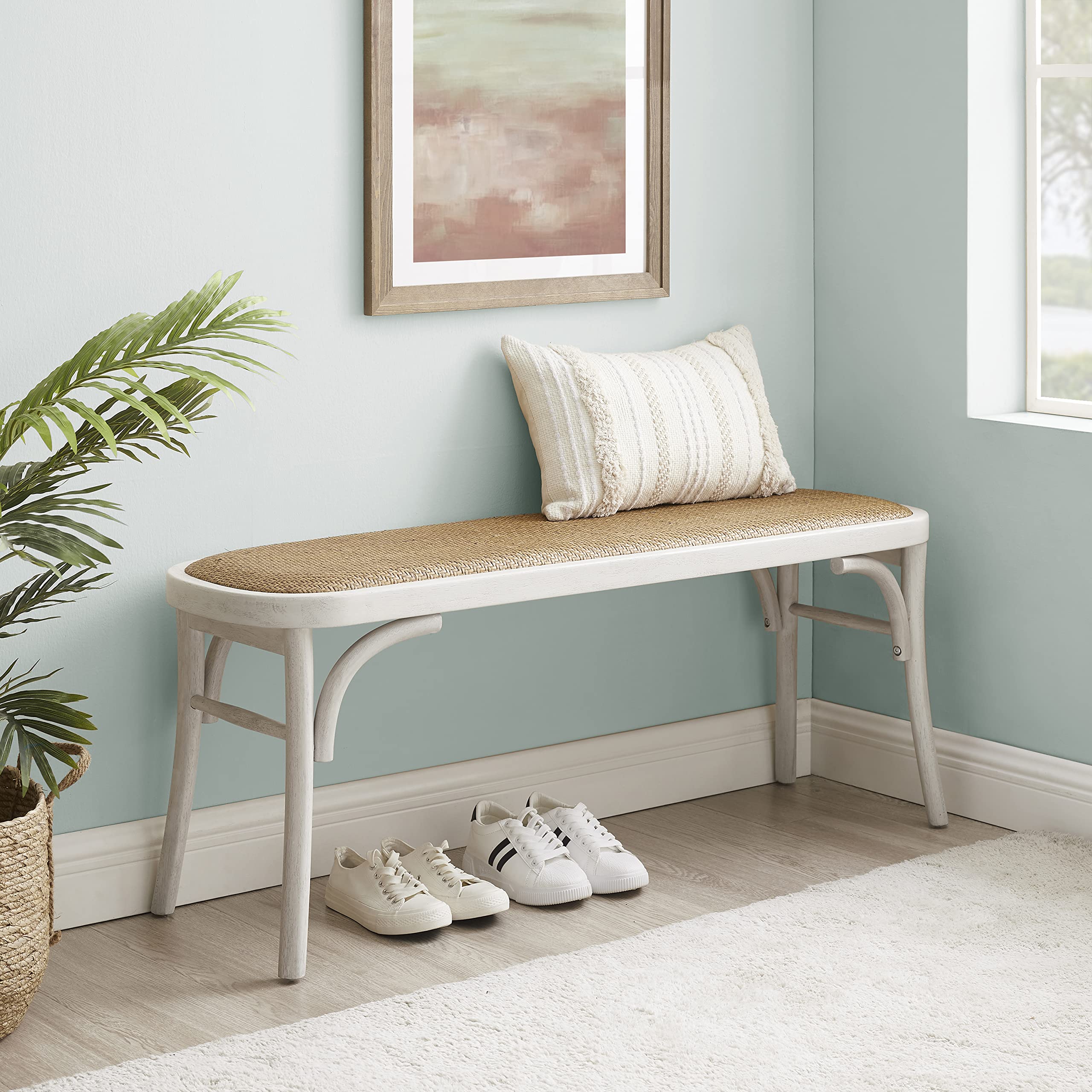 Bentwood Woven Rattan Seat Hank Bench
