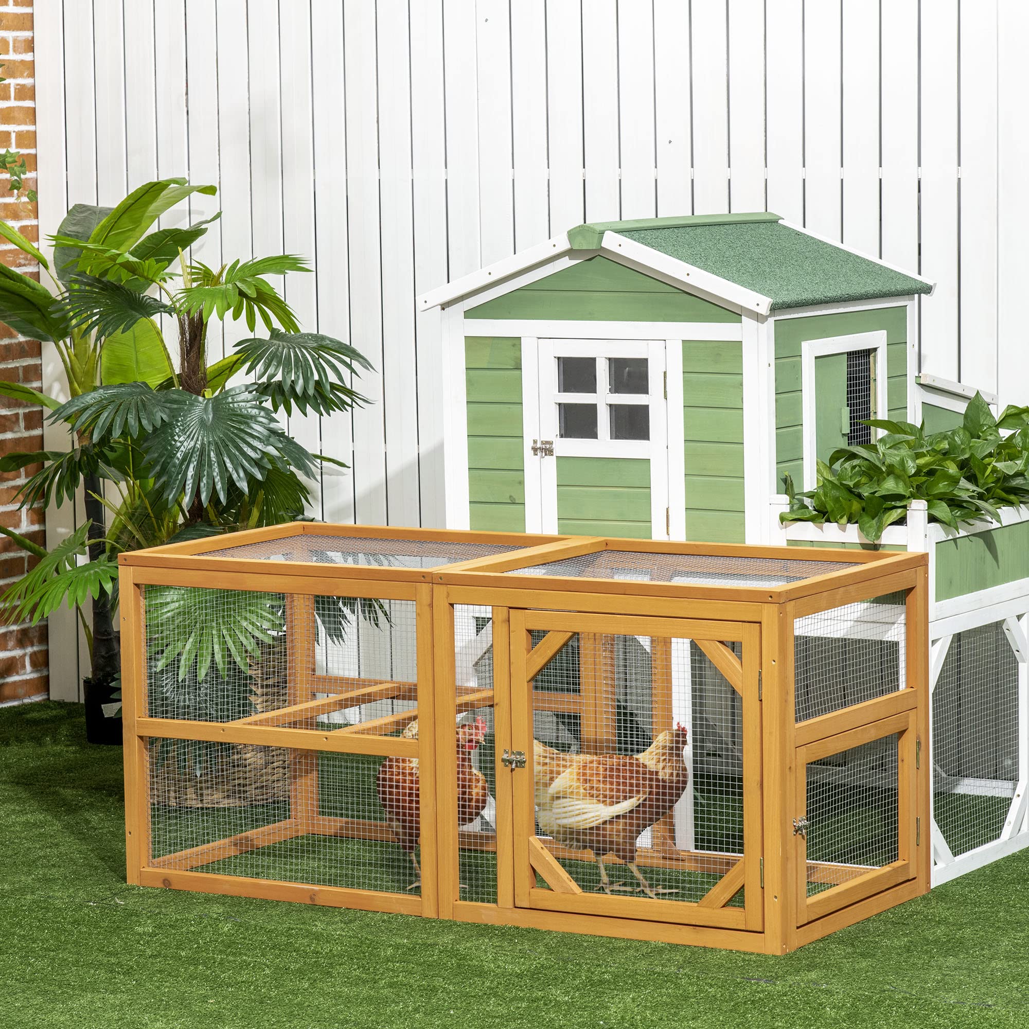55" Wooden Chicken Coop Add-on Expansion, Mini Chicken Coop Outdoor Chicken Run