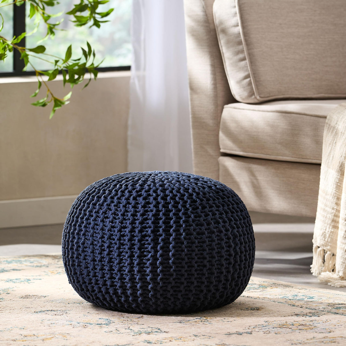 Nahunta Pouf, Navy Blue