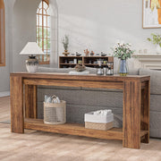 70.9" Farmhouse Console Table with Storage Shelf - Rustic Brown