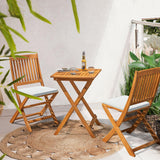 Patio Set 3 Piece Acacia Wood Folding Bistro Set Outdoor Square Table