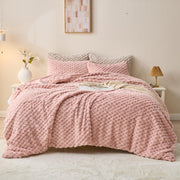 Fluffy Faux Fur Comforter Set, Plush Fuzzy Minky Bedding Set
