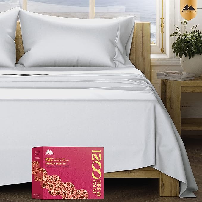 5-Star Hotel Quality 1200 Thread Count 100% Supima Cotton Sheets for Queen Size Bed,